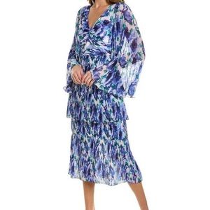 Theia watercolor midi dress